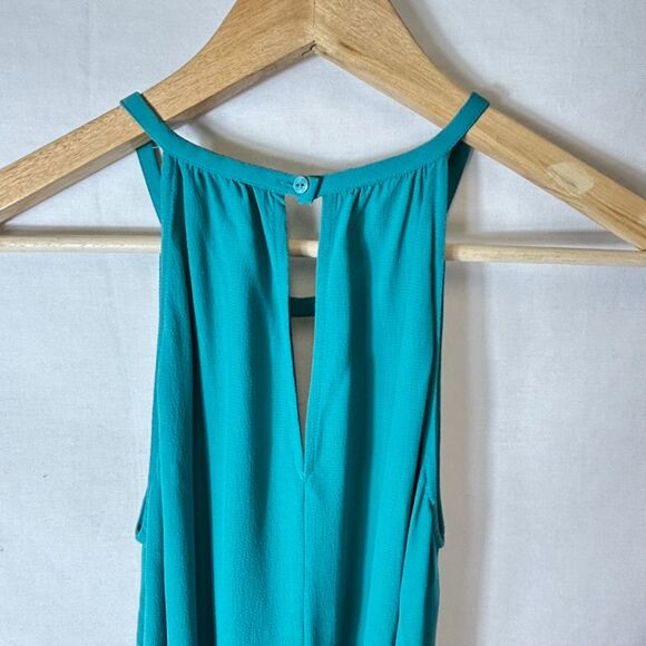 Eileen Fisher Jade Green-Blue Keyhole Halter-Style Belted Midi Dress Size XXS - Picture 7 of 12